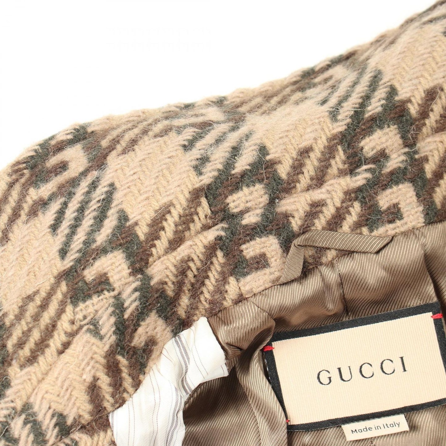 Gucci GG Jacquard Brown Wool Coat — view 6