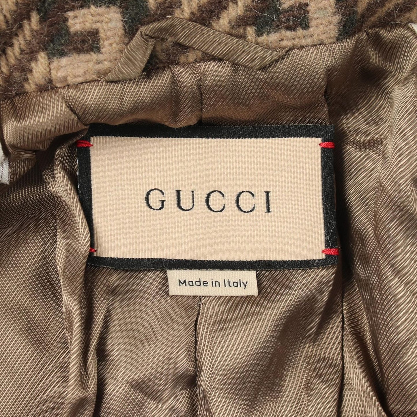 Gucci GG Jacquard Brown Wool Coat — view 3