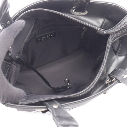 Chanel Tote Paris Biarritz PM Black Canvas Leather PM — view 3