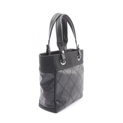 Chanel Tote Paris Biarritz PM Black Canvas Leather PM — view 2