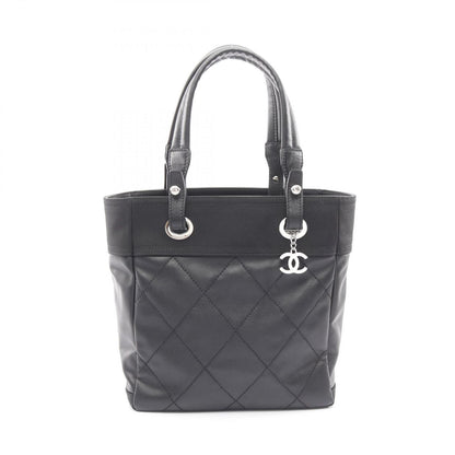 Chanel Tote Paris Biarritz PM Black Canvas Leather PM