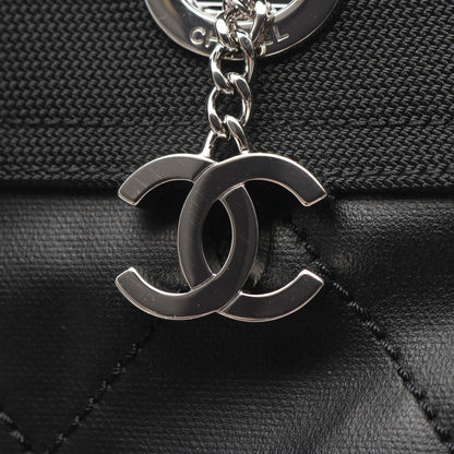 Chanel Tote Paris Biarritz PM Black Canvas Leather PM — view 7