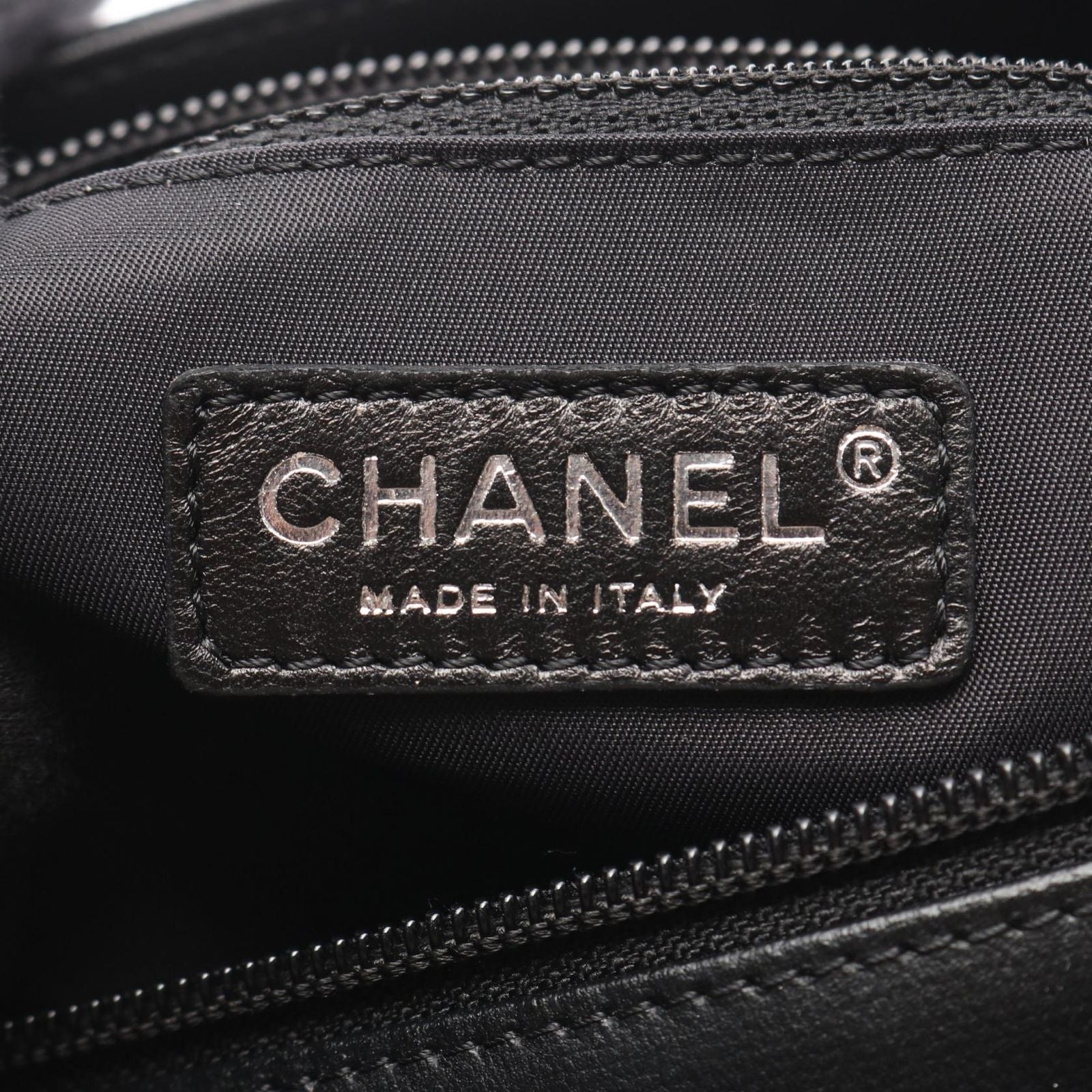 Chanel Tote Paris Biarritz PM Black Canvas Leather PM — view 4