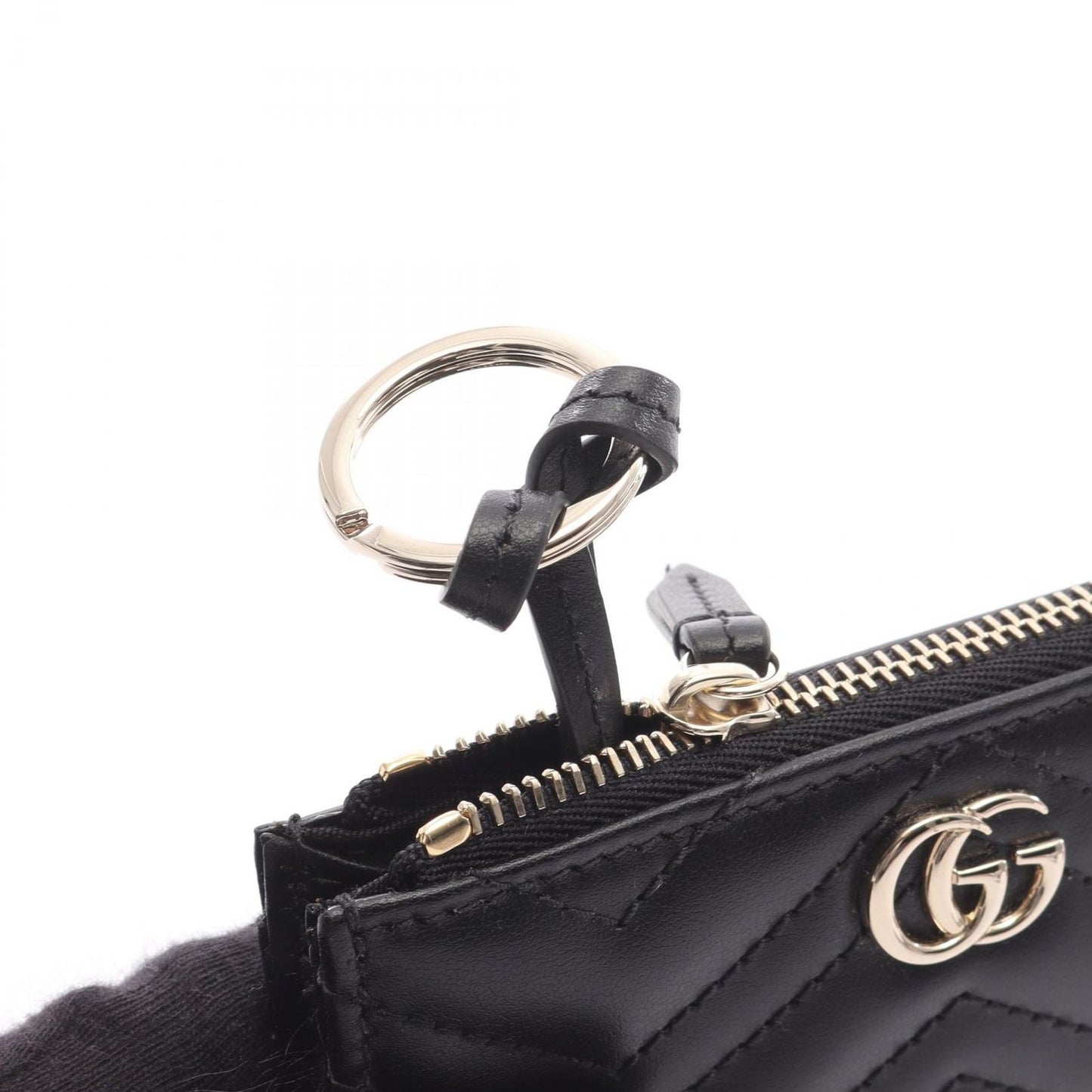 Gucci Card Case Double with Key Ring Black Leather — view 5