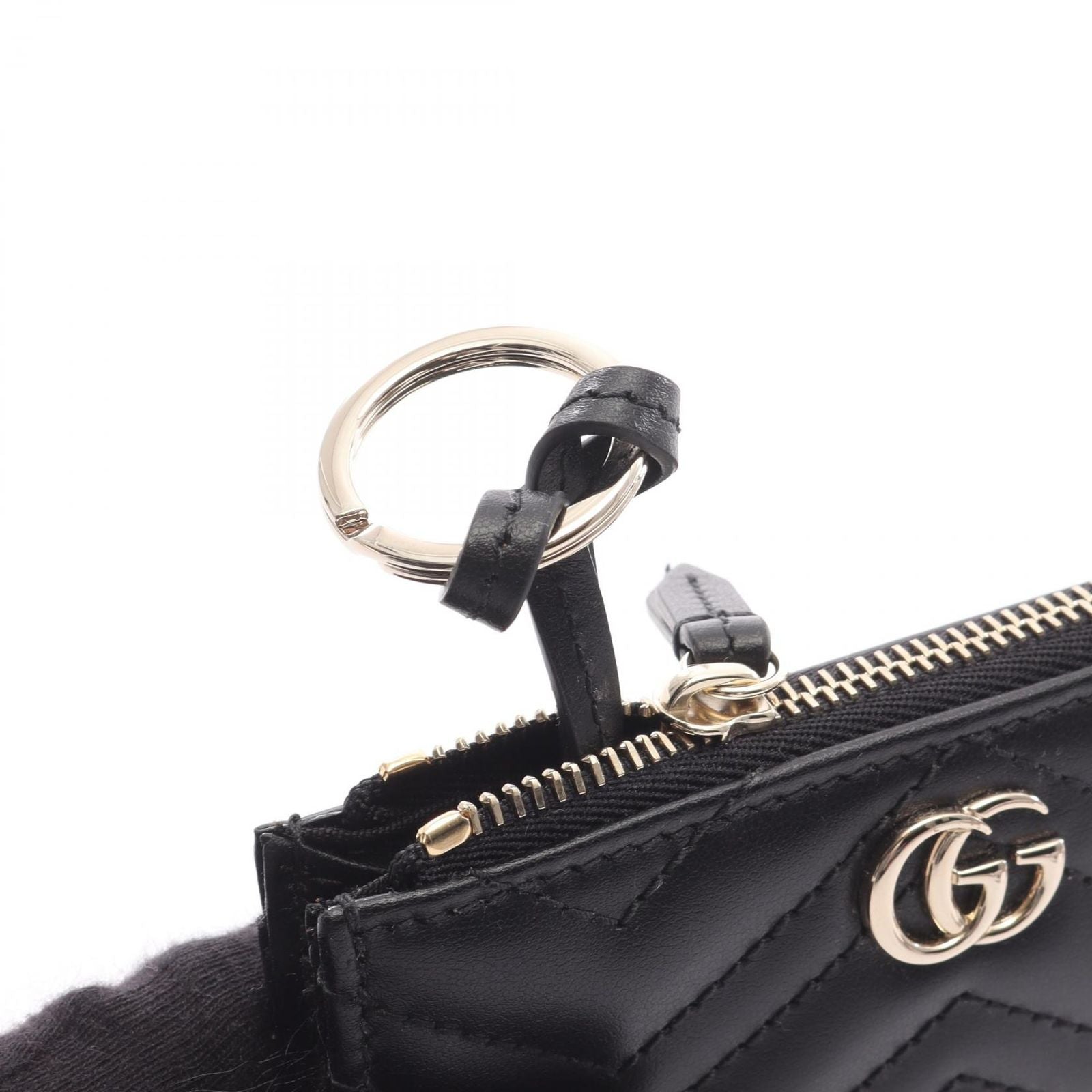 Gucci Card Case Double with Key Ring Black Leather — view 5