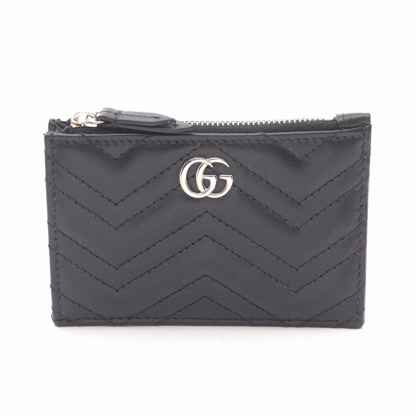 Gucci Card Case Double with Key Ring Black Leather