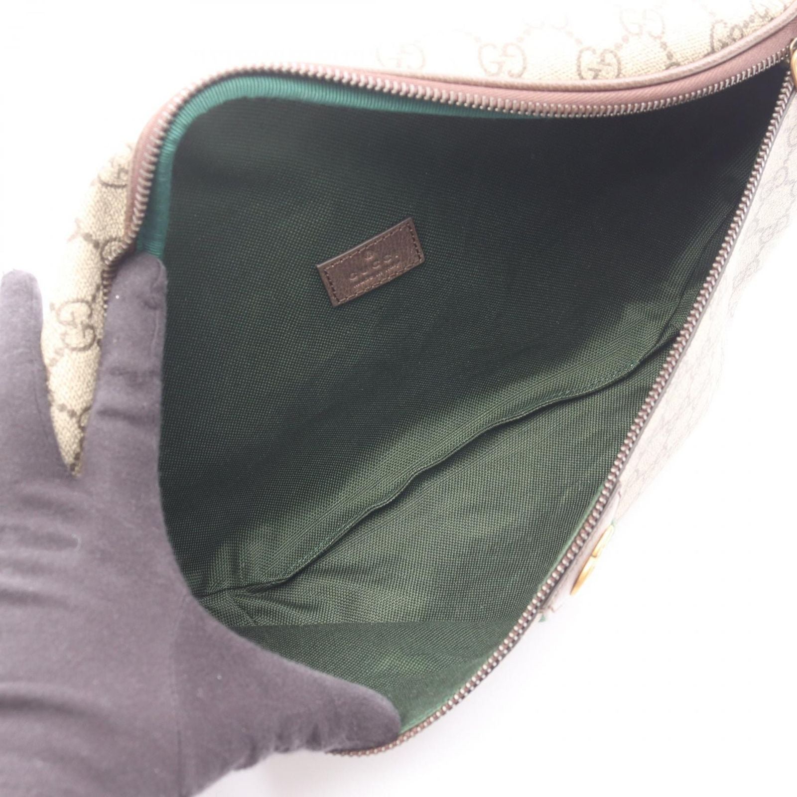 Gucci Waist Bag Ophidia Large Beige Dark Brown Canvas — view 3