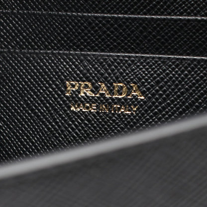 Prada Shoulder Bag Saffiano Triangle Logo Black Leather — view 4