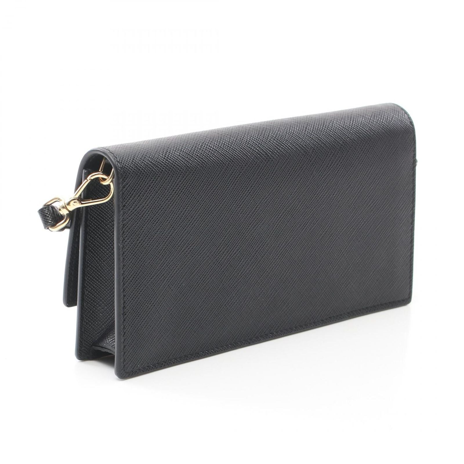 Prada Shoulder Bag Saffiano Triangle Logo Black Leather — view 2