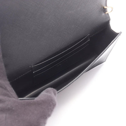Prada Shoulder Bag Saffiano Triangle Logo Black Leather — view 3