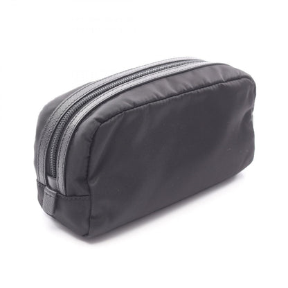 Prada Pouch Triangle Logo Black Nylon Saffiano Leather — view 2