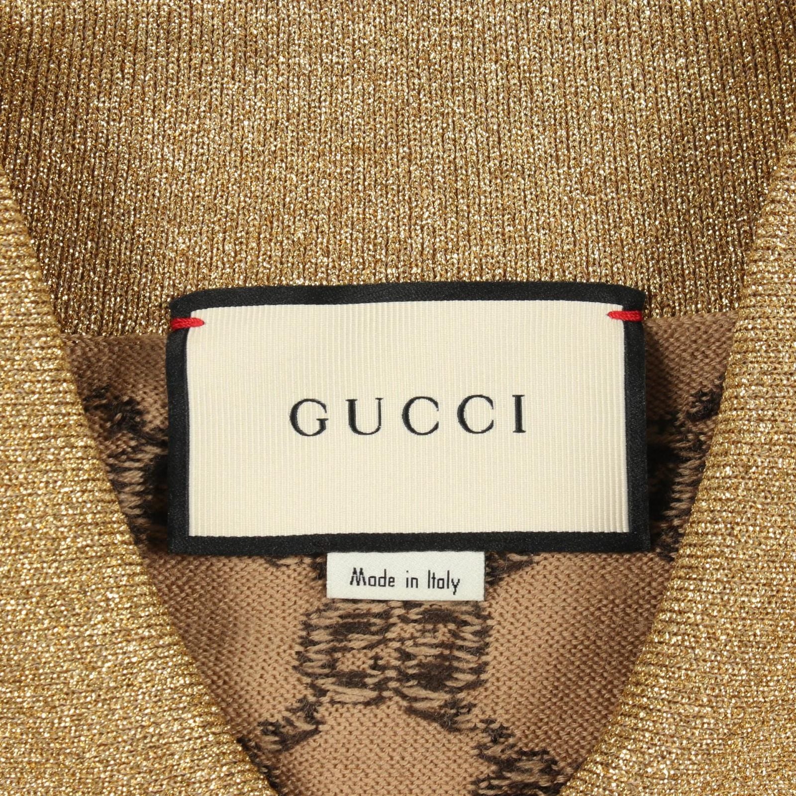 Gucci Knit GG Pattern Wolf Patch Cropped Shirt Wool Polo Sweater — view 3