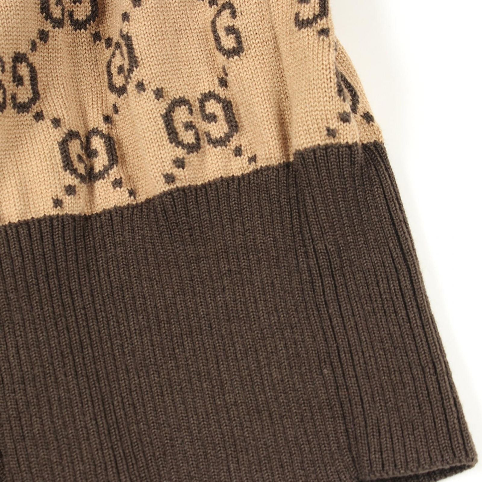 Gucci Knit GG Pattern Wolf Patch Cropped Shirt Wool Polo Sweater — view 6
