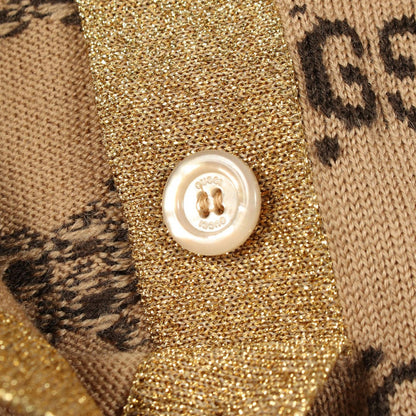 Gucci Knit GG Pattern Wolf Patch Cropped Shirt Wool Polo Sweater — view 5