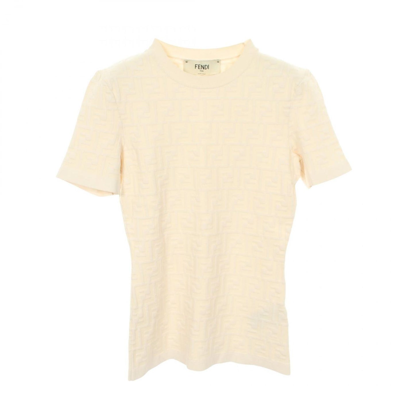 Fendi Knit FF Logo Short Sleeve Polyester Top Sweater