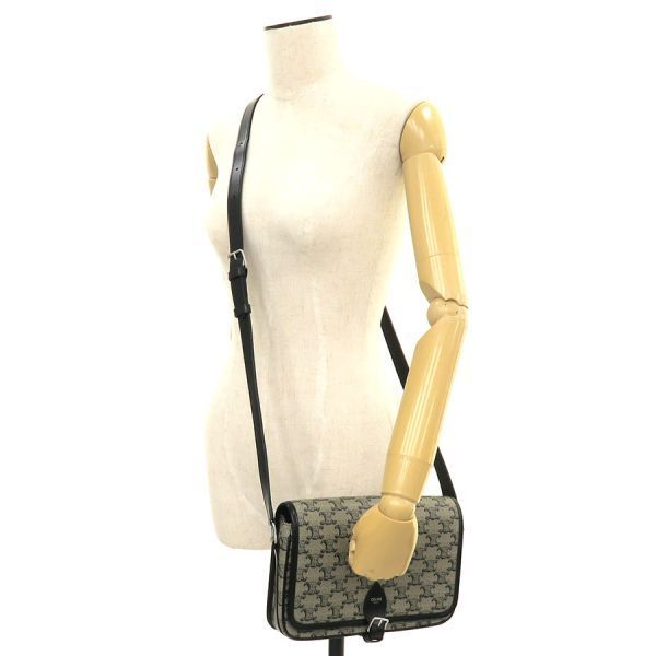 Celine Small Folco Messenger Triomphe Canvas & Ka Shoulder Bag — view 9