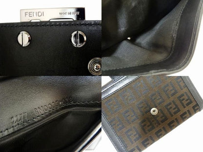 Fendi Bifold Wallet Leather Canvas Zucchino Vintage Double Hook — view 3