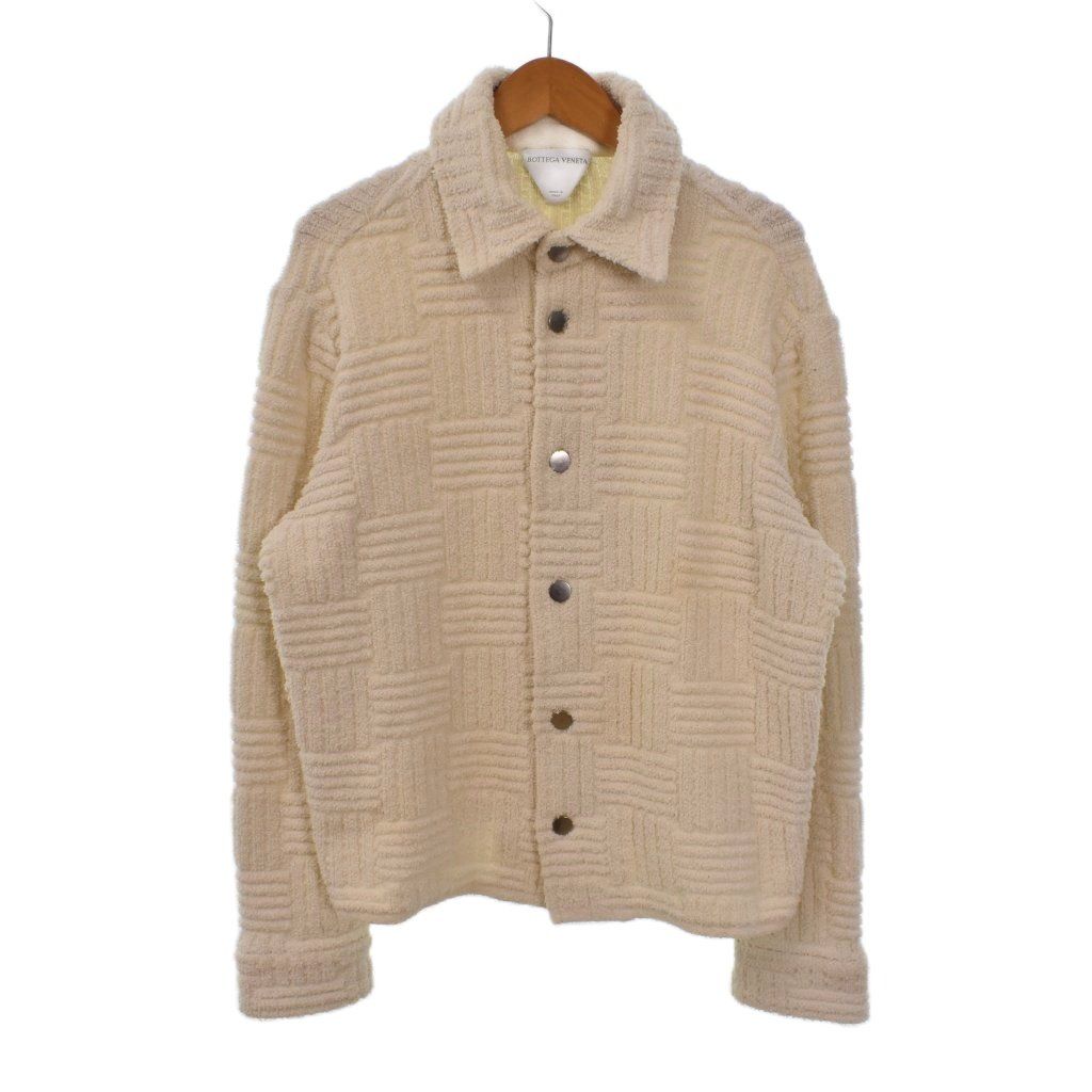 Bottega Veneta French Terry Jacket Shirt Front Button Collar Pile Fabric XS