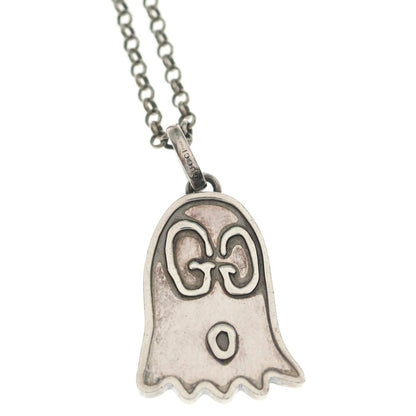 Gucci GG Logo All Over Pattern Ghost Chain Necklace Silver — view 3