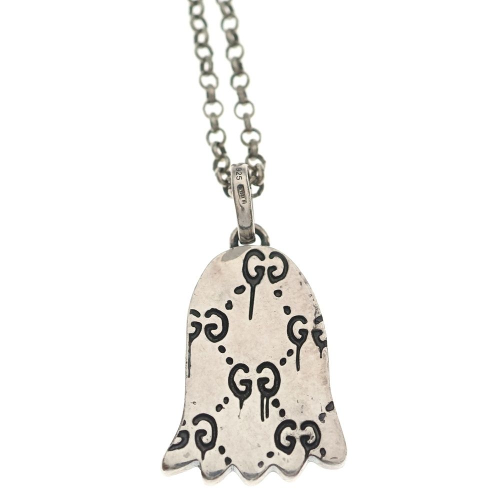 Gucci GG Logo All Over Pattern Ghost Chain Necklace Silver — view 4