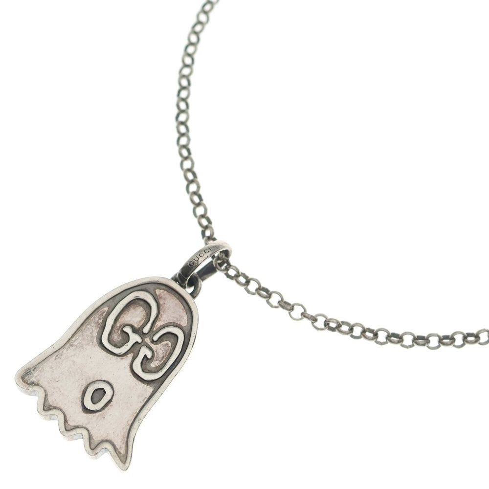 Gucci GG Logo All Over Pattern Ghost Chain Necklace Silver