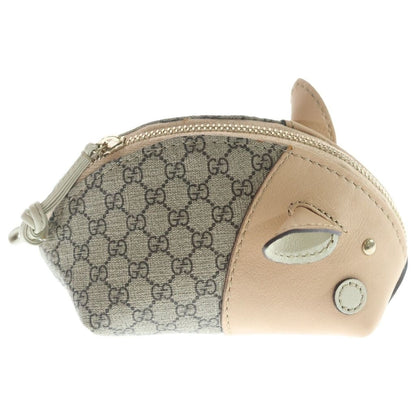 Gucci GG Plus Pig Coin Case Pouch Beige Leather Gold — view 2