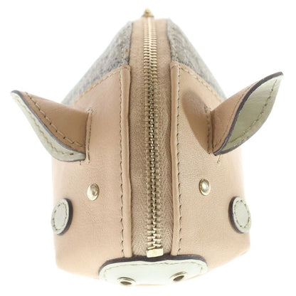Gucci GG Plus Pig Coin Case Pouch Beige Leather Gold — view 3