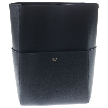Celine Sangle Bucket Shoulder Bag Black Leather Gold