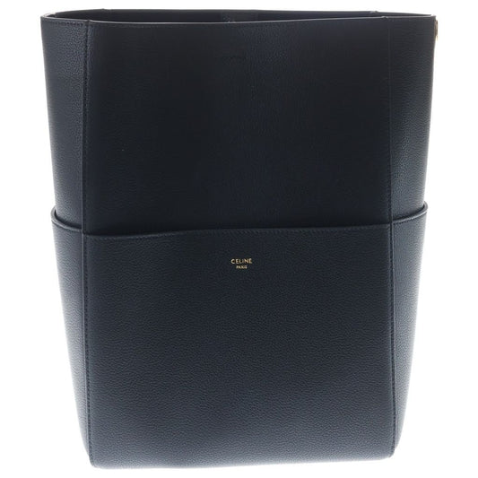 Celine Sangle Bucket Shoulder Bag Black Leather Gold