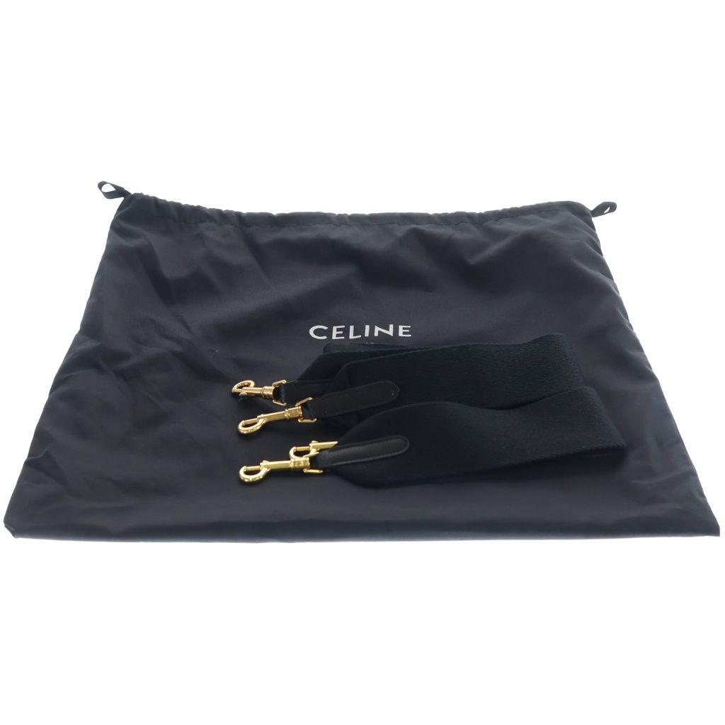 Celine Sangle Bucket Shoulder Bag Black Leather Gold — view 6