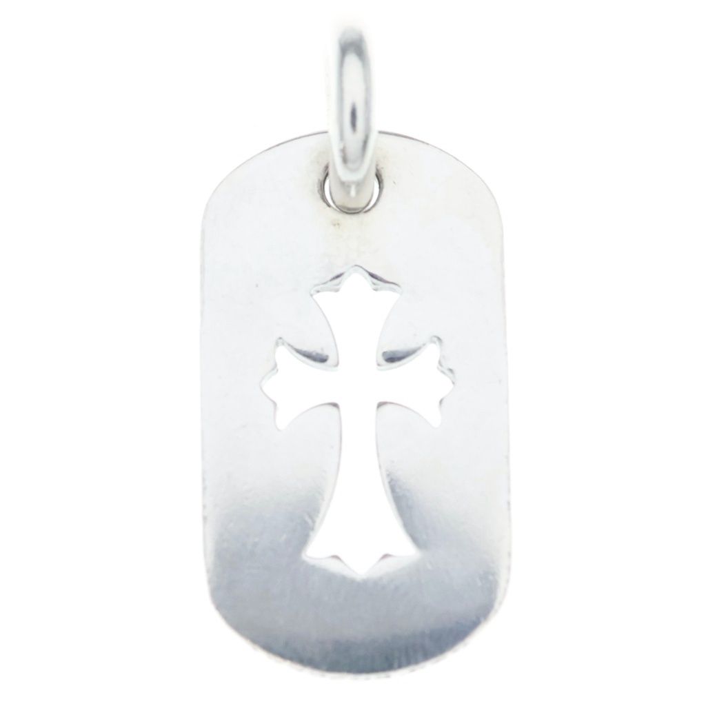 Chrome Hearts D Tag Sml CO Crs Cutout Cross Dog Tag Small Pendant Top Silver