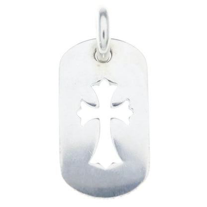 Chrome Hearts D Tag Sml CO Crs Cutout Cross Dog Tag Small Pendant Top Silver