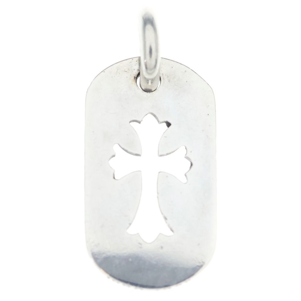 Chrome Hearts D Tag Sml CO Crs Cutout Cross Dog Tag Small Pendant Top Silver