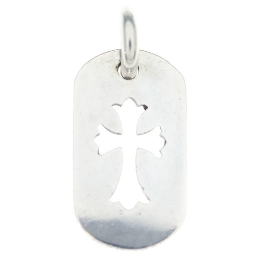 Chrome Hearts D Tag Sml CO Crs Cutout Cross Dog Tag Small Pendant Top Silver