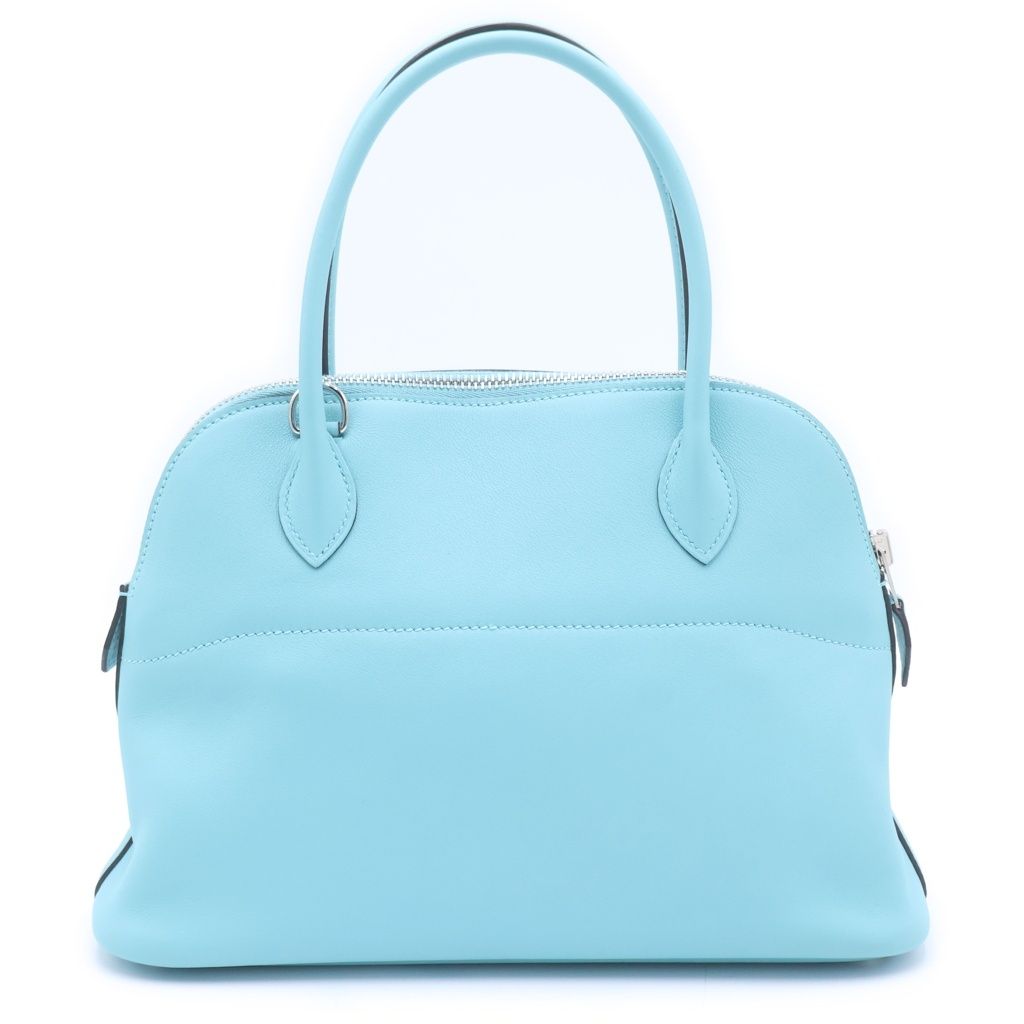 Hermes Bolide 27 Blue Atoll Swift Leather 2-Way Bag Silver — view 2