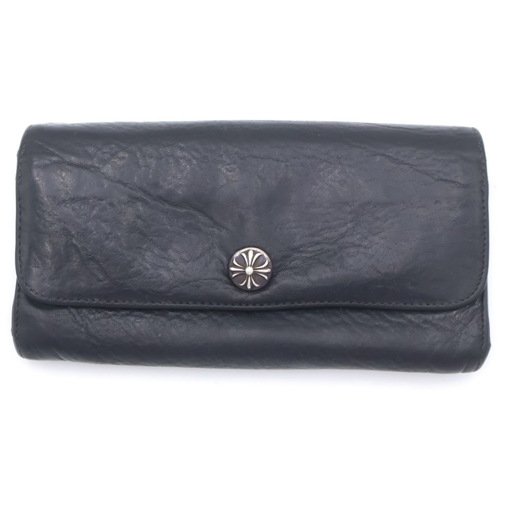 Chrome Hearts Judy Cross Ball Button Leather Wallet Black