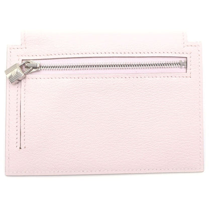 Hermes Kelly Pocket Compact Card Case Light Pink Chevre Silver — view 2
