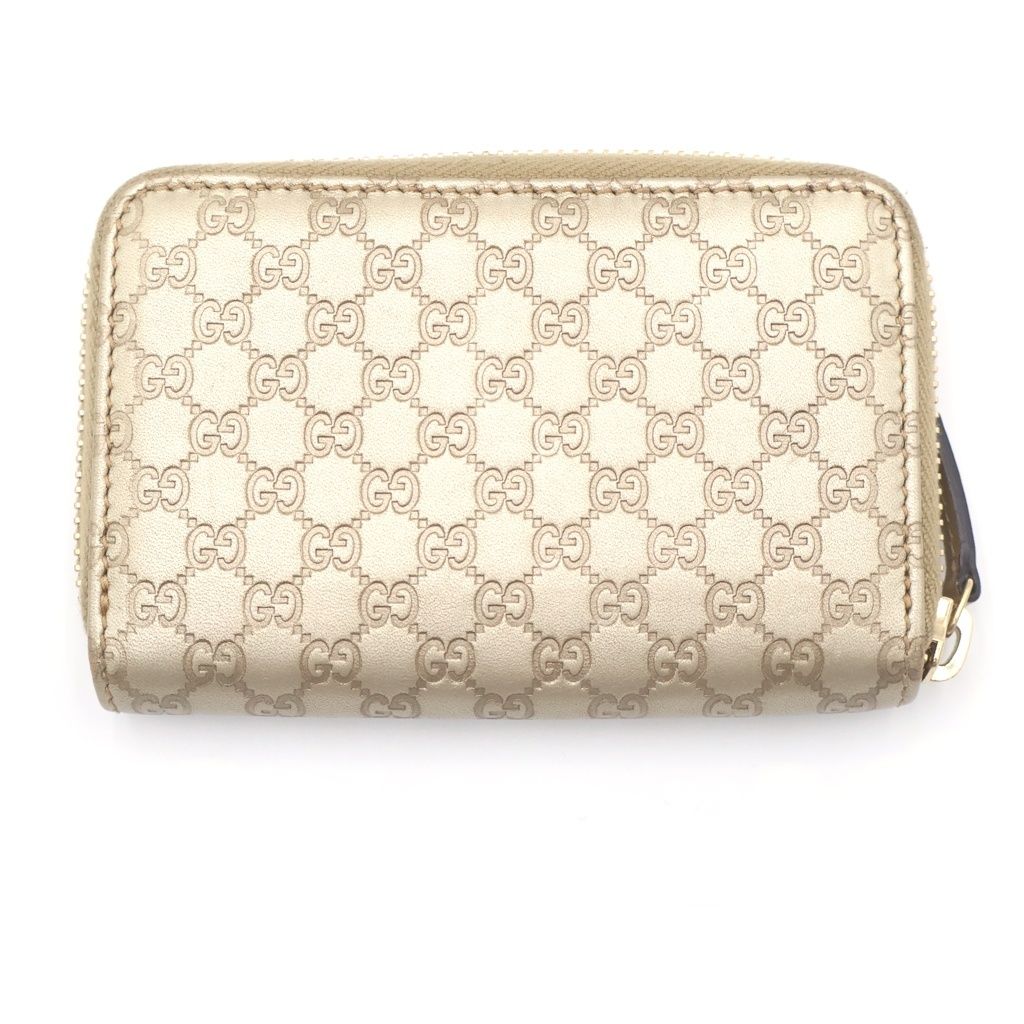 Gucci Micro Guccissima Zip Around Card Case Mini Wallet Coin Gold Leather — view 2