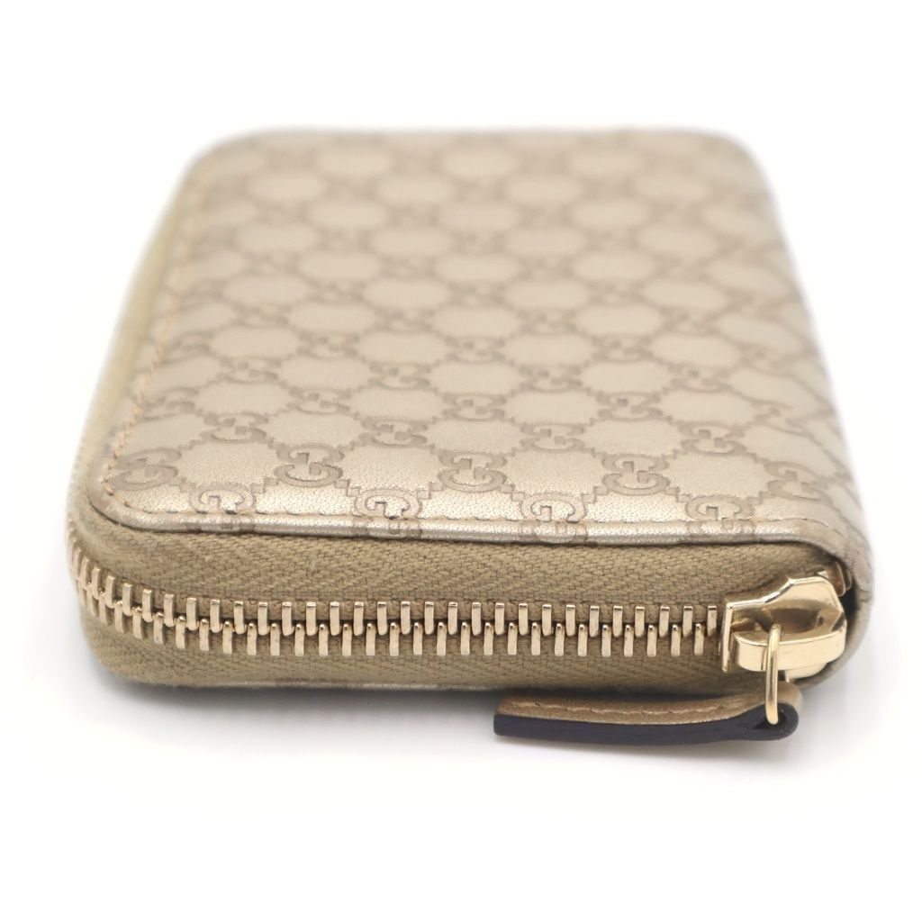 Gucci Micro Guccissima Zip Around Card Case Mini Wallet Coin Gold Leather — view 3