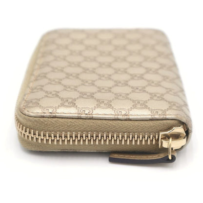 Gucci Micro Guccissima Zip Around Card Case Mini Wallet Coin Gold Leather — view 3