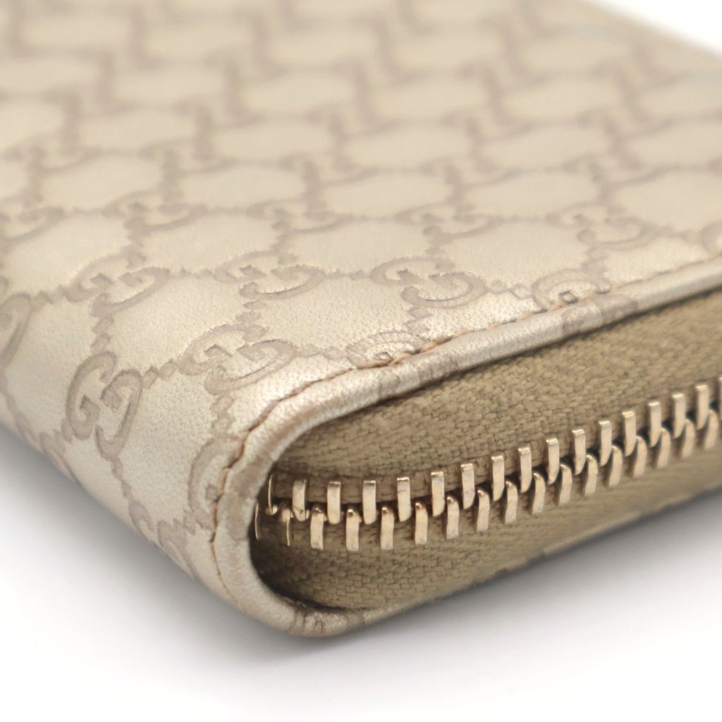 Gucci Micro Guccissima Zip Around Card Case Mini Wallet Coin Gold Leather — view 6