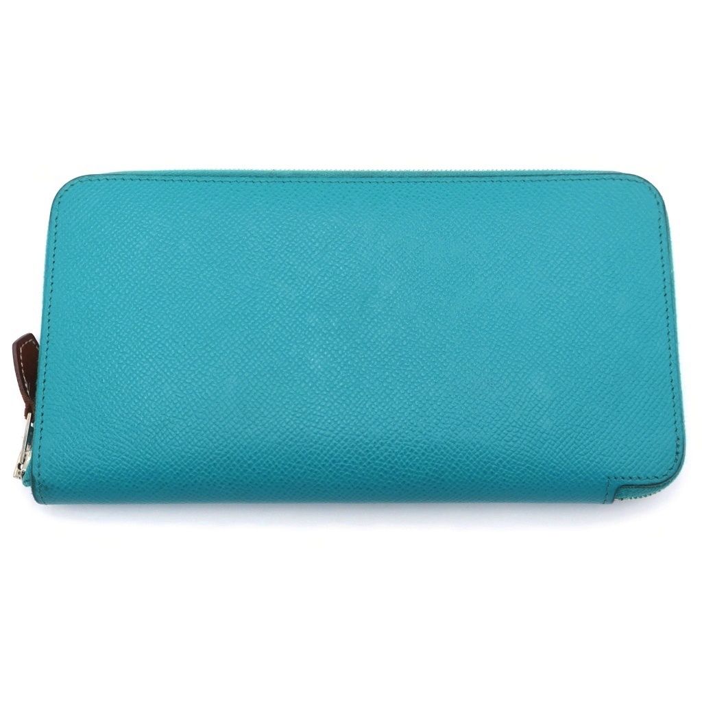 Hermes Azap Silk in Wallet Card Case Veau Green Silver