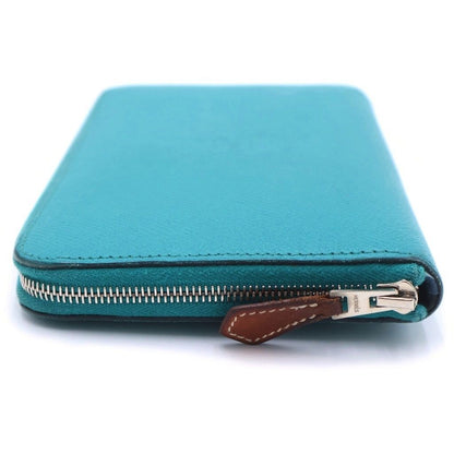Hermes Azap Silk in Wallet Card Case Veau Green Silver — view 3