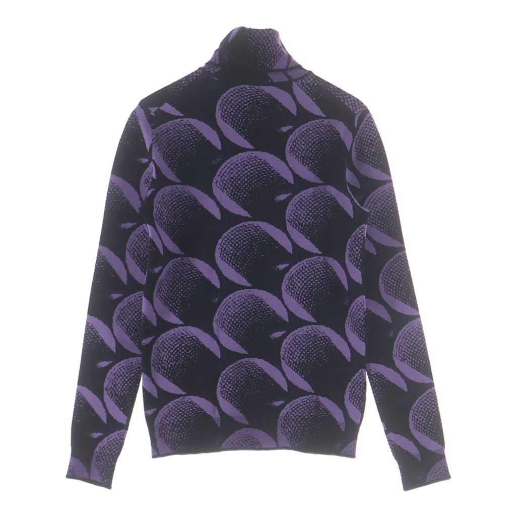 Prada Second Skin Power Net Knit Turtleneck All Over Pattern Purple Sweater — view 2