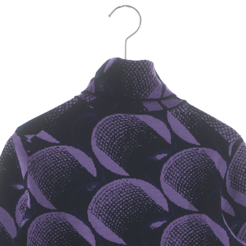 Prada Second Skin Power Net Knit Turtleneck All Over Pattern Purple Sweater — view 4