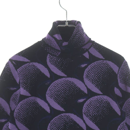 Prada Second Skin Power Net Knit Turtleneck All Over Pattern Purple Sweater — view 3
