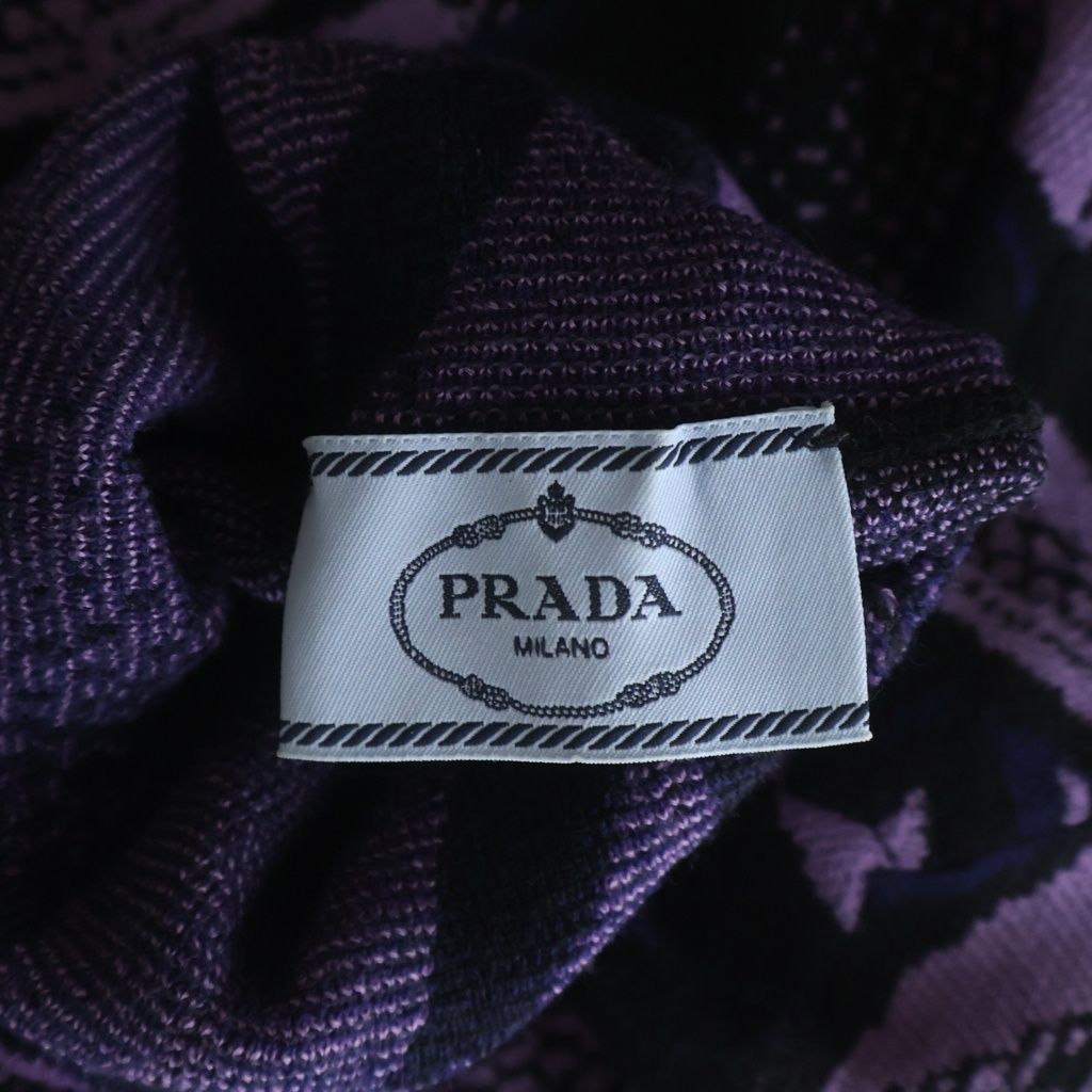 Prada Second Skin Power Net Knit Turtleneck All Over Pattern Purple Sweater — view 6