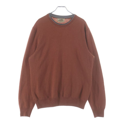 Hermes Cashmere Crew Neck Long Sleeve Knit Sweatshirt Brown