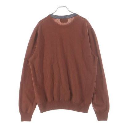 Hermes Cashmere Crew Neck Long Sleeve Knit Sweatshirt Brown — view 2