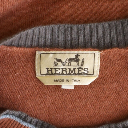 Hermes Cashmere Crew Neck Long Sleeve Knit Sweatshirt Brown — view 6